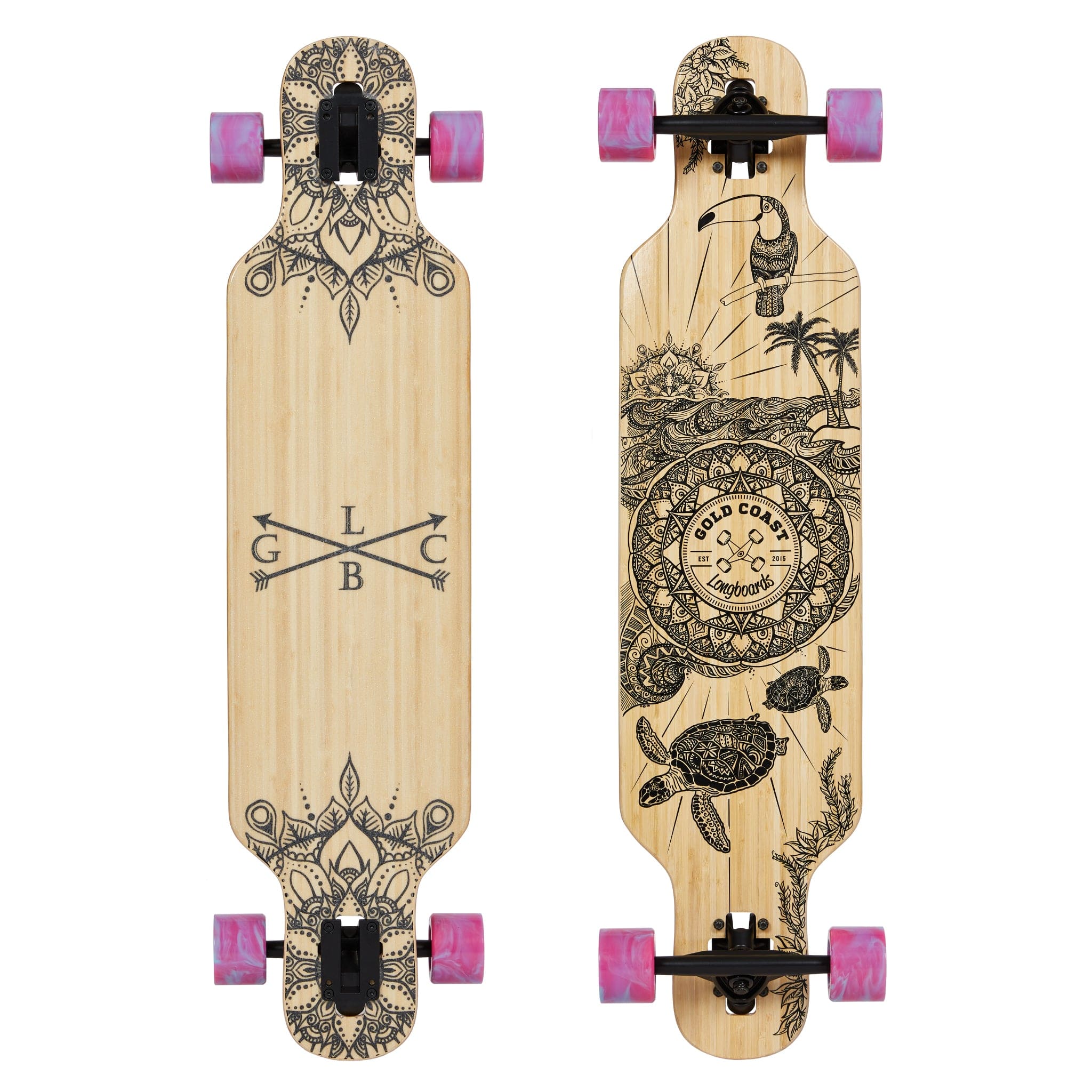 Gold Coast Longboards Longboard Pink Swirl Dropthrough Longboard - Wanderlust Edition