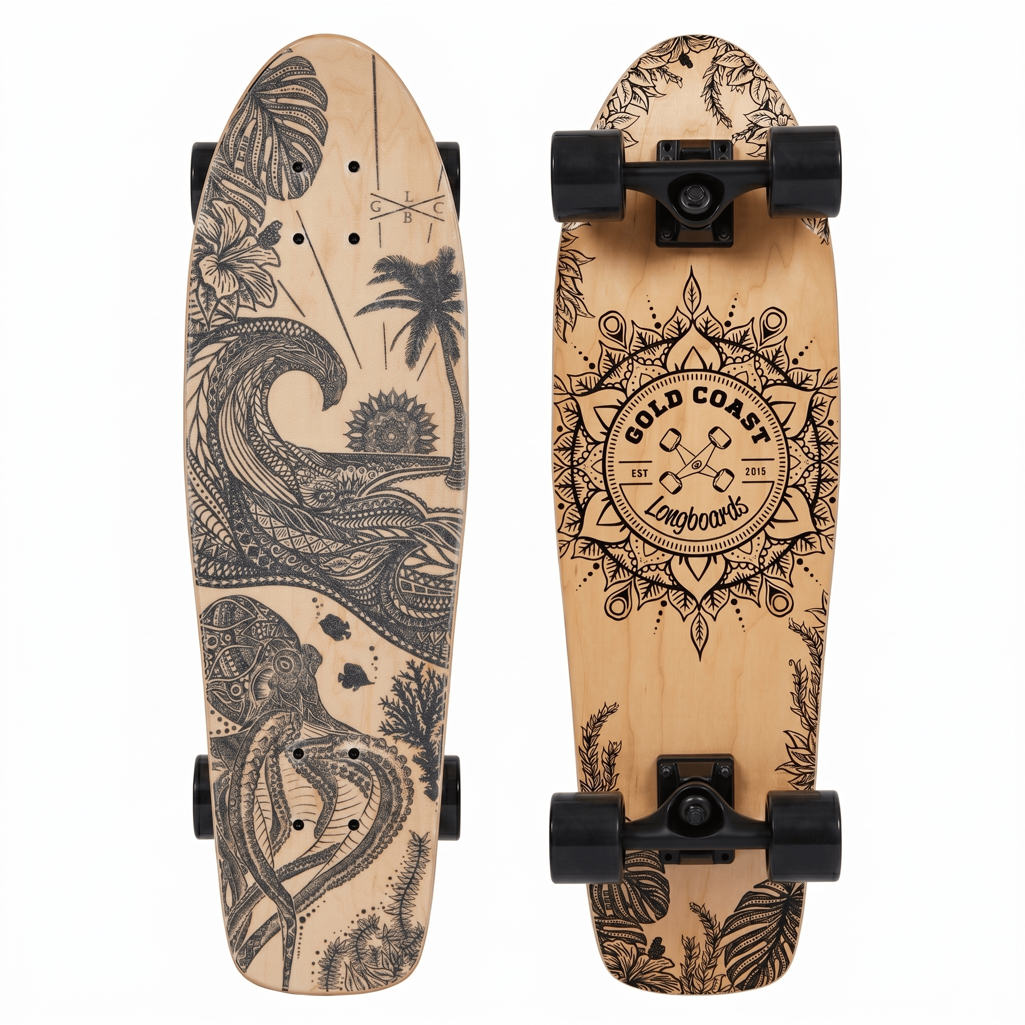 Gold Coast Longboards Cruiser Skateboard Black Cruiser - Aloha Edition