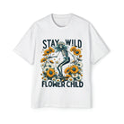 Printify T-Shirt White / S Stay Wild Flower Child - Heavy Oversized Tee