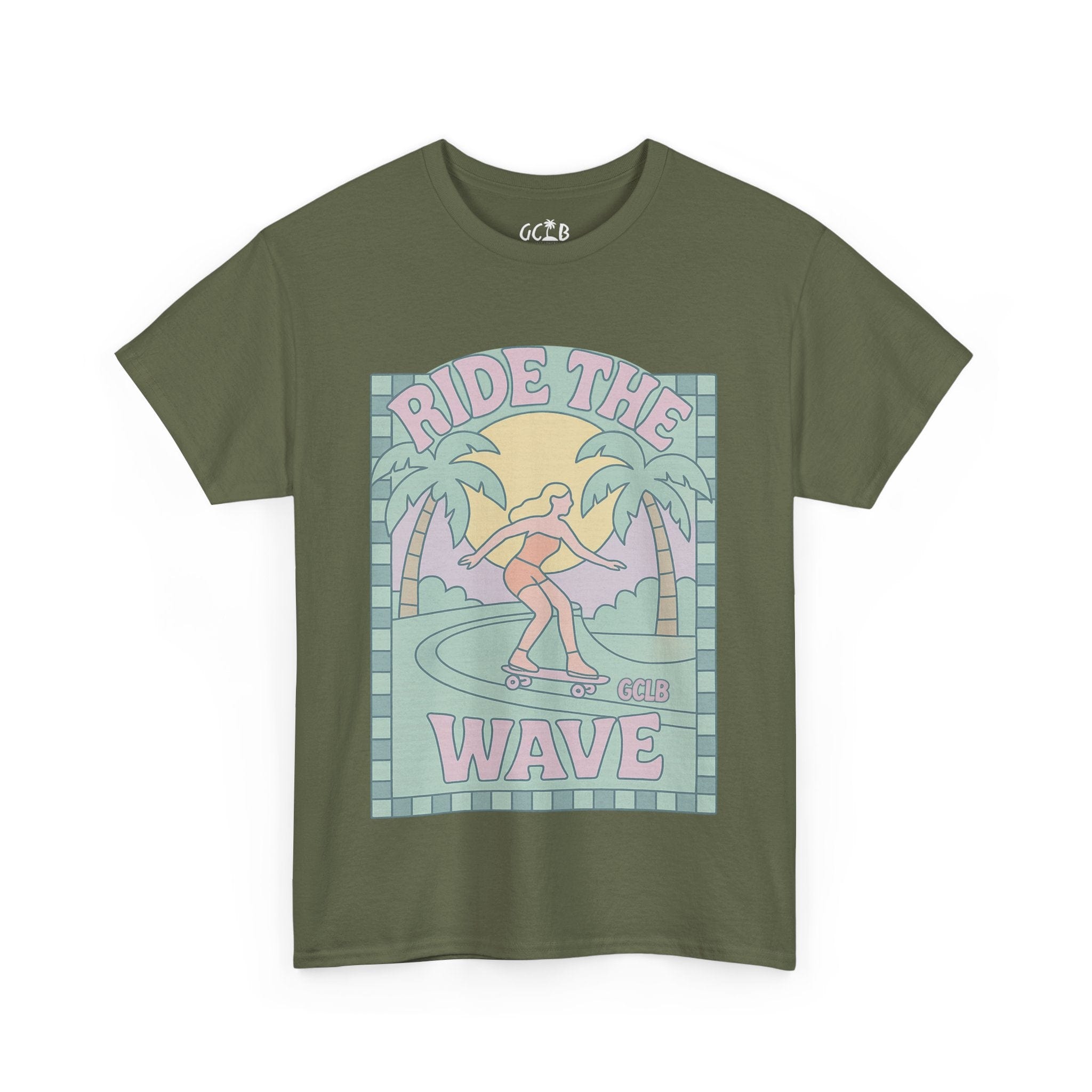 Printify T-Shirt Military Green / S Ride the Wave Tee