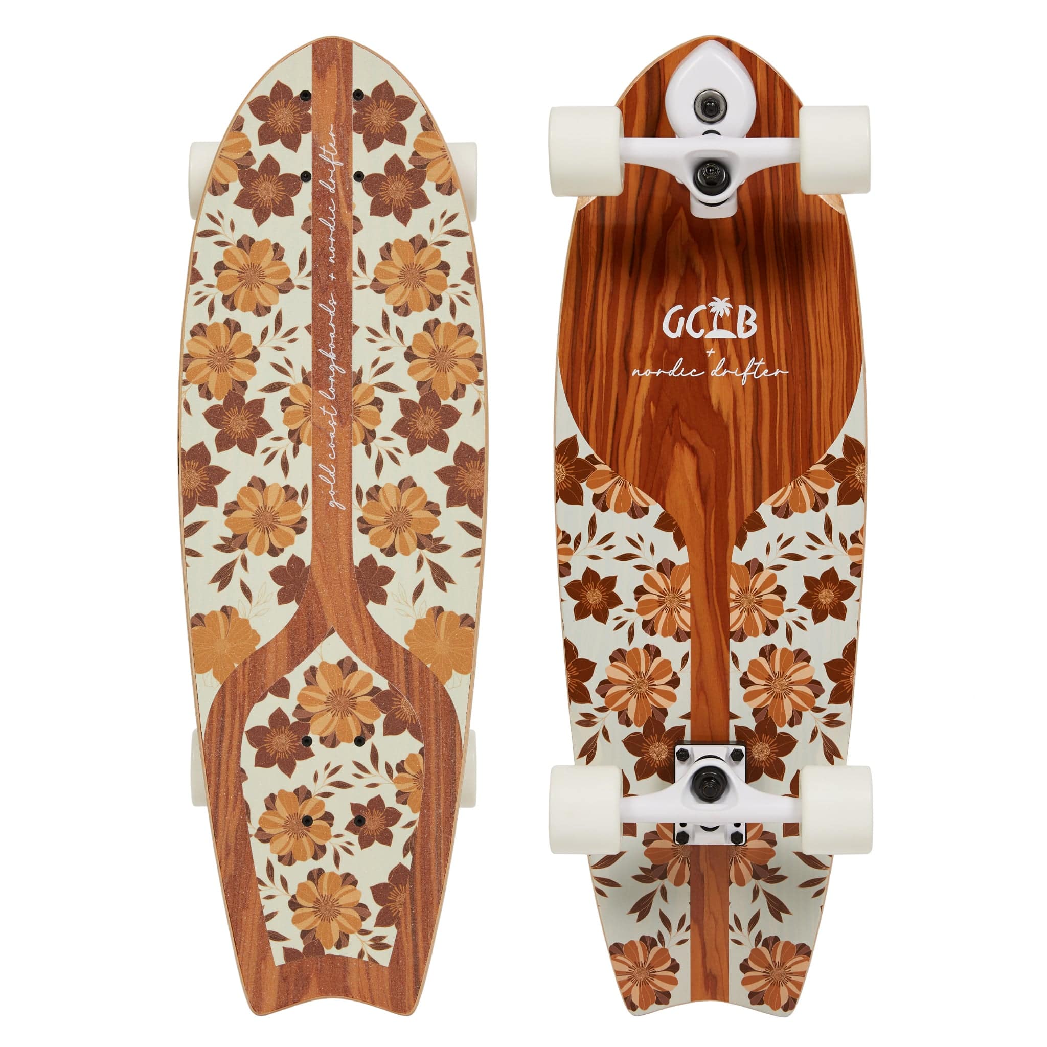 Gold Coast Longboards Surf Skateboard Thruster Surf Trucks Surf Skate 30" - Ocean Bloom