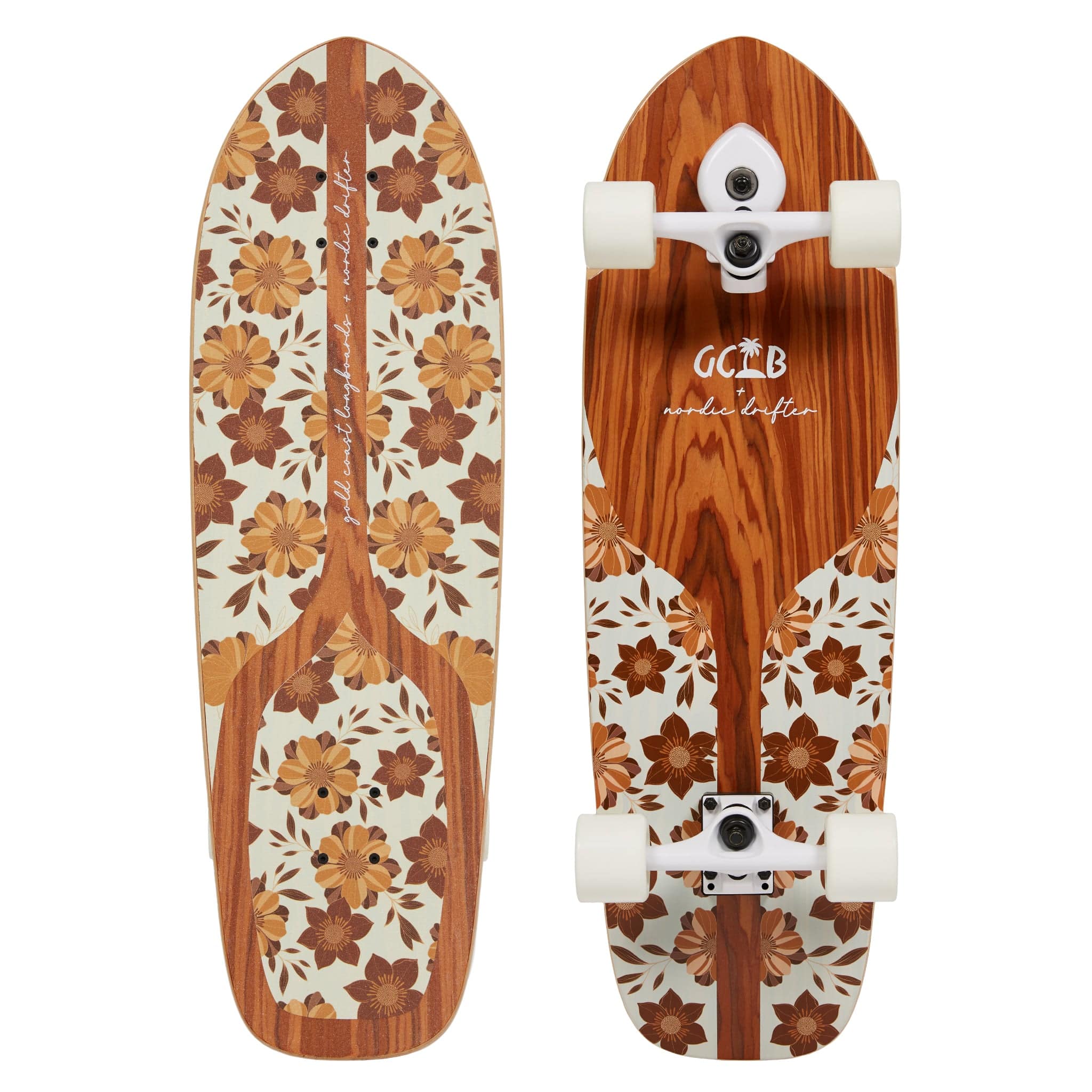 Gold Coast Longboards Surf Skateboard Thruster Surf Trucks Surf Skate 32" - Ocean Bloom