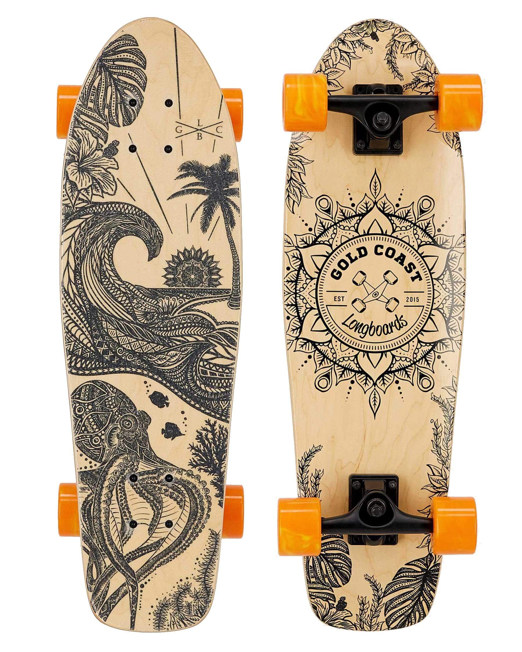 Gold Coast Longboards Cruiser Skateboard Orange Swirl Cruiser Skateboard - Aloha Edition | Gold Coast Longboards