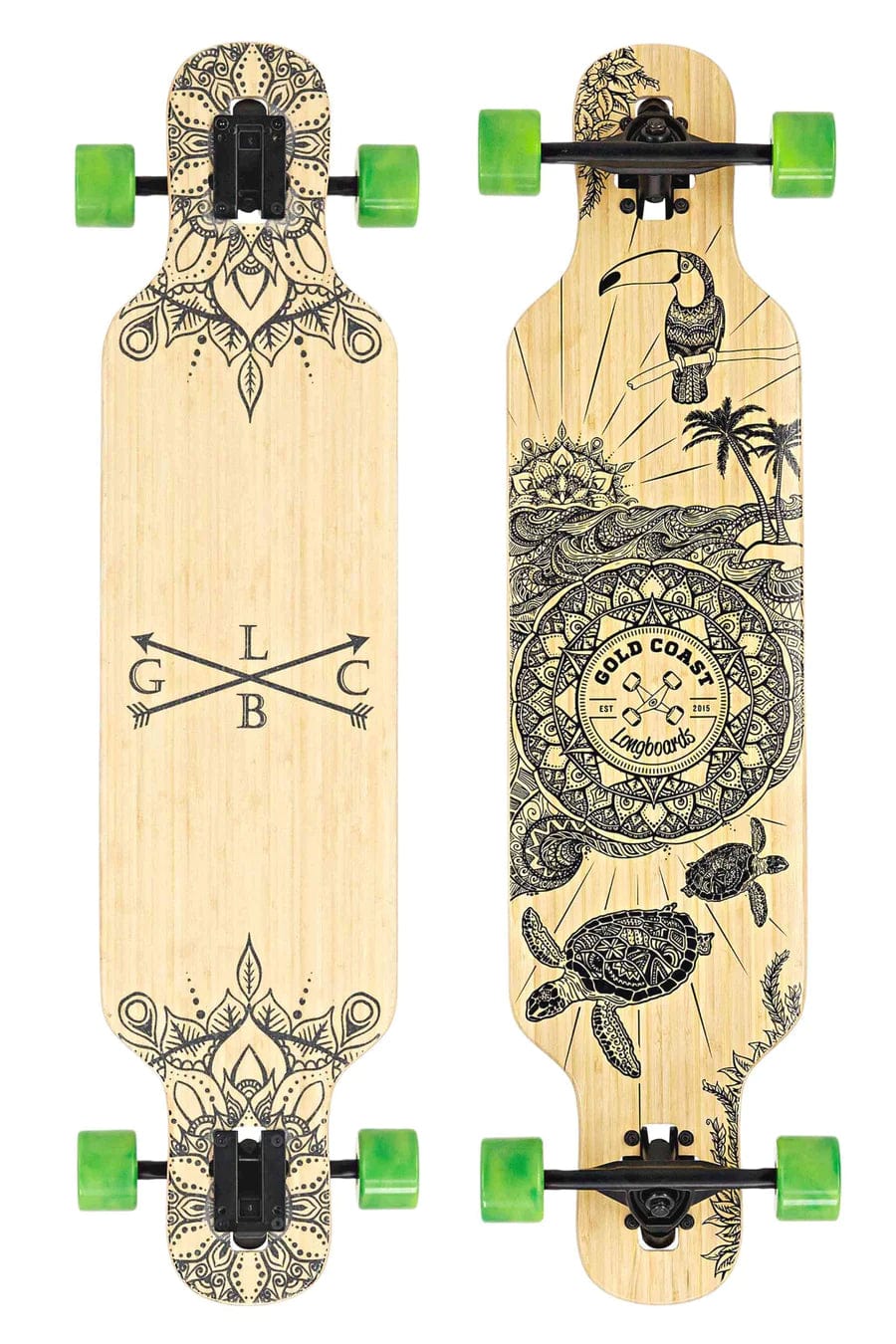 Gold Coast Longboards Longboard Green Swirl Dropthrough Longboard - Wanderlust Edition