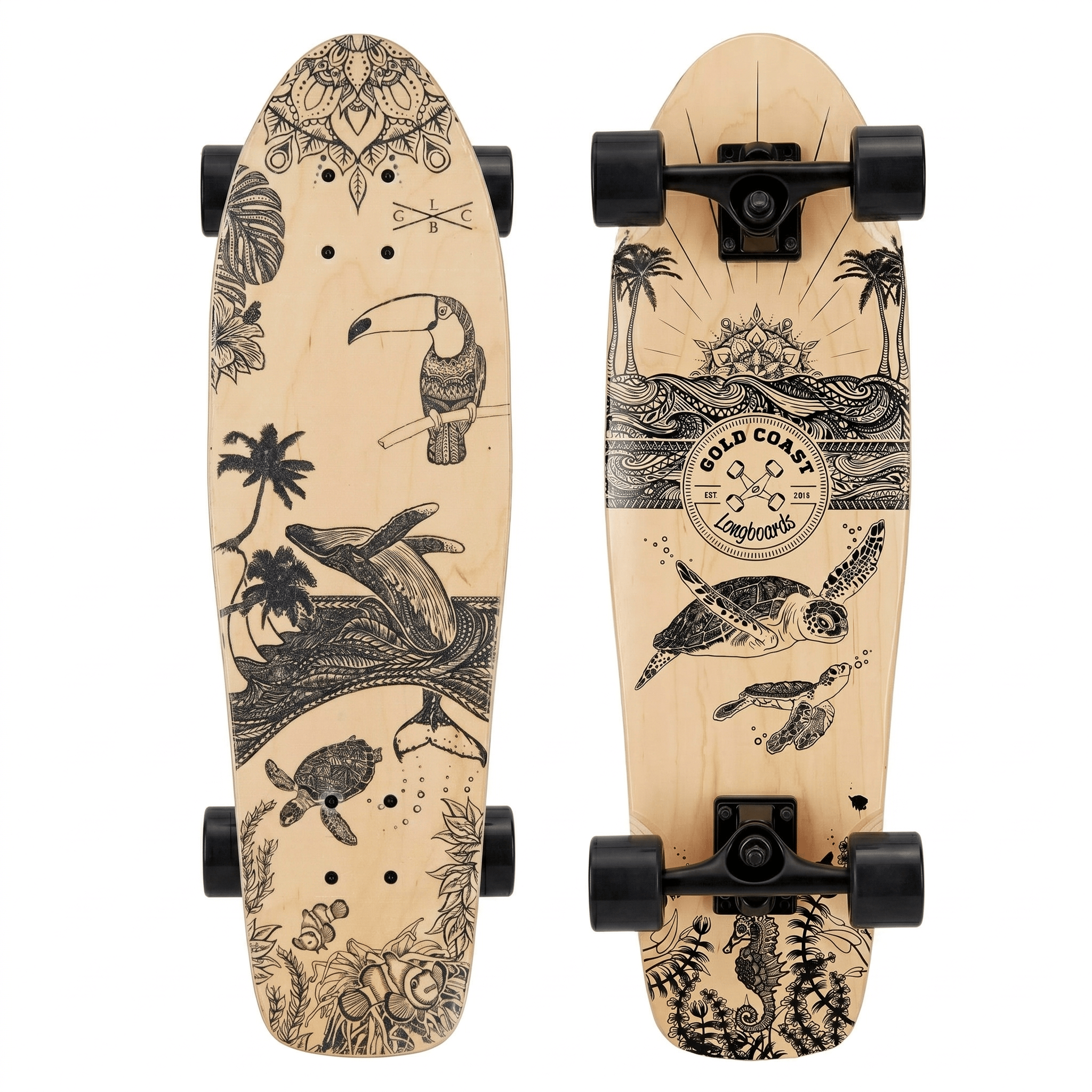Gold Coast Longboards Cruiser Skateboard Black Cruiser - Majestic Edition