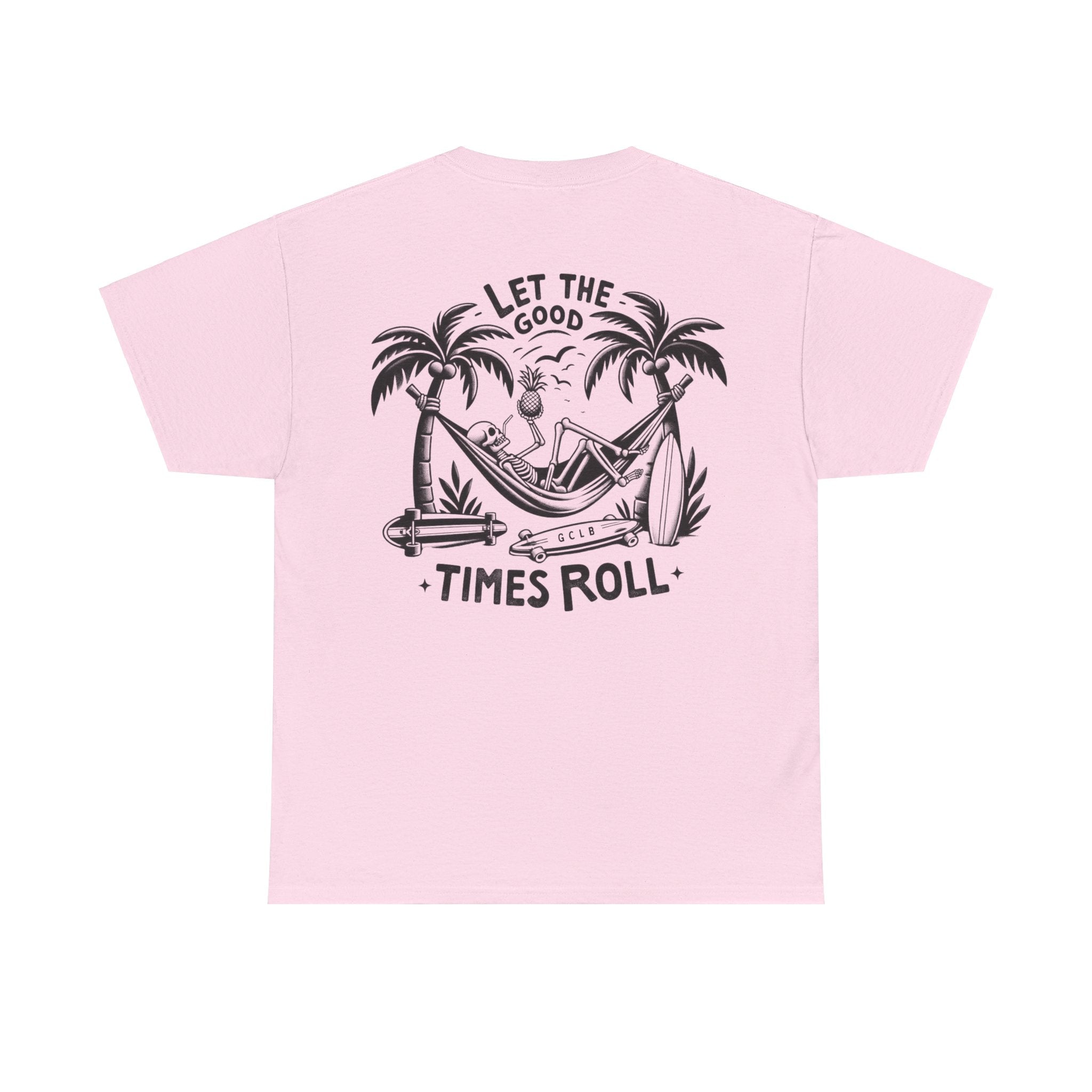 Gold Coast Longboards T-Shirt Light Pink / S Let the Good Times Roll Skull Tee