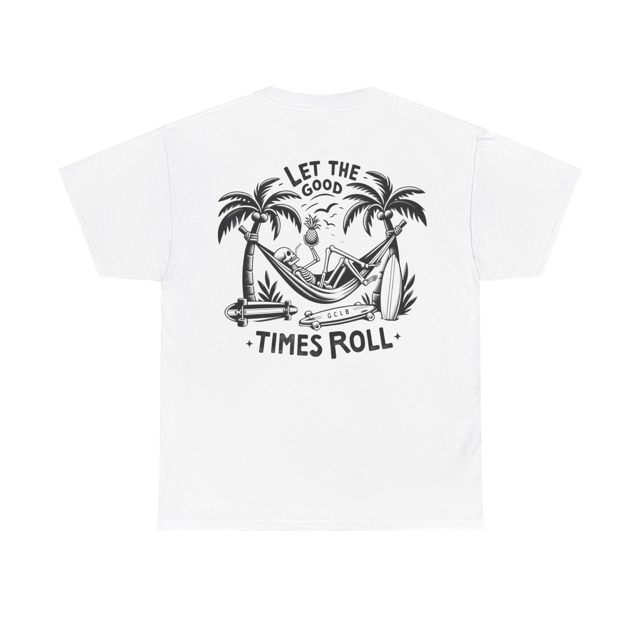 Gold Coast Longboards T-Shirt White / S Let the Good Times Roll Skull Tee