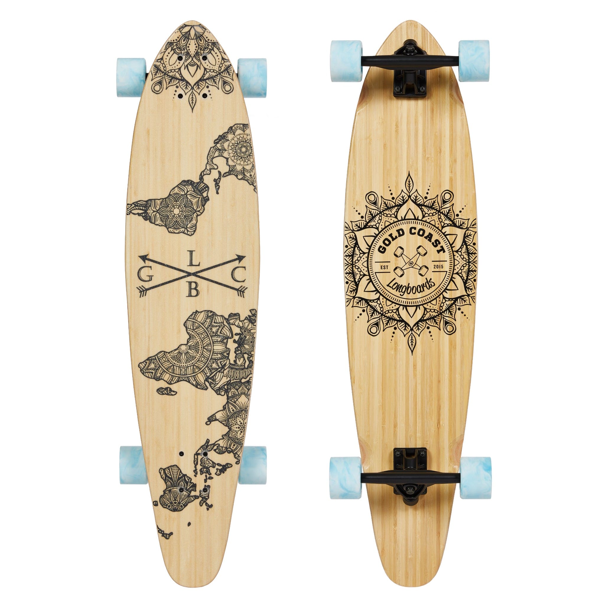 Gold Coast Longboards Longboard Blue Swirl Kicktail Longboard - Wanderlust Edition