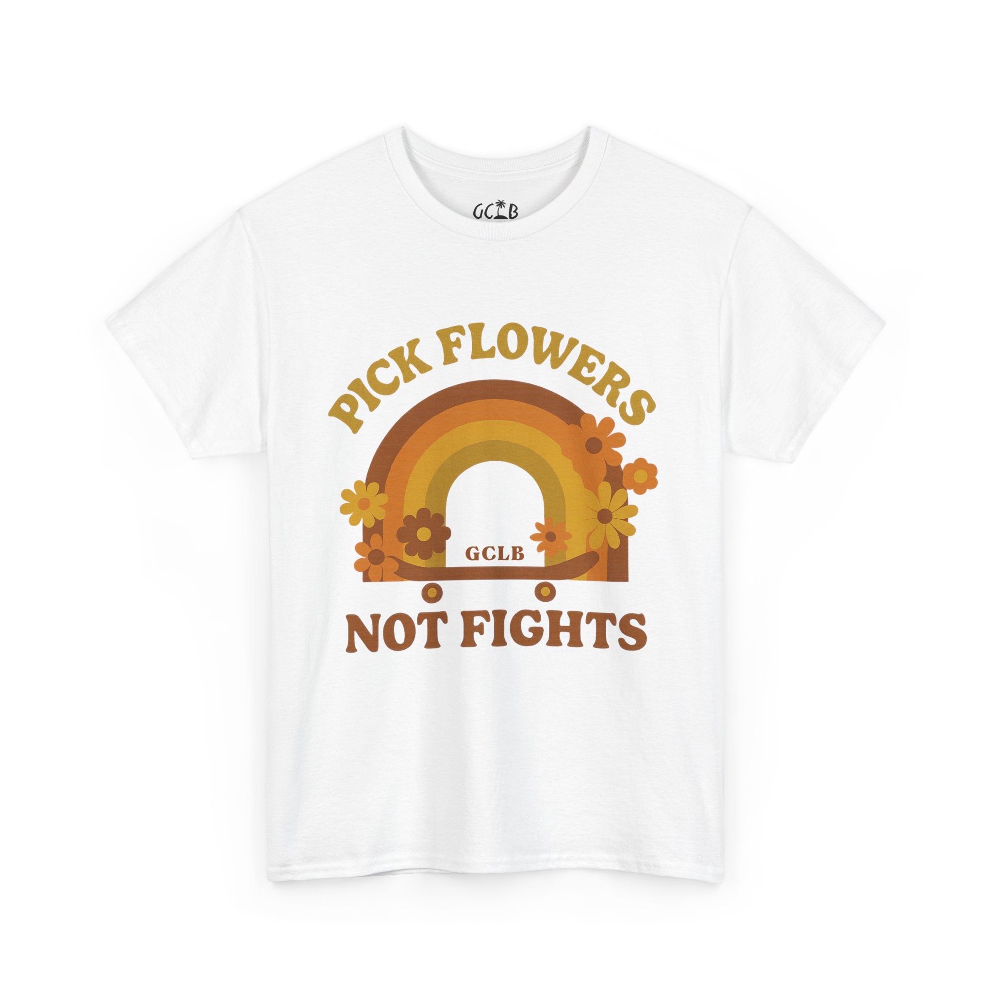 Printify T-Shirt White / S Pick Flowers, Not Fights Tee