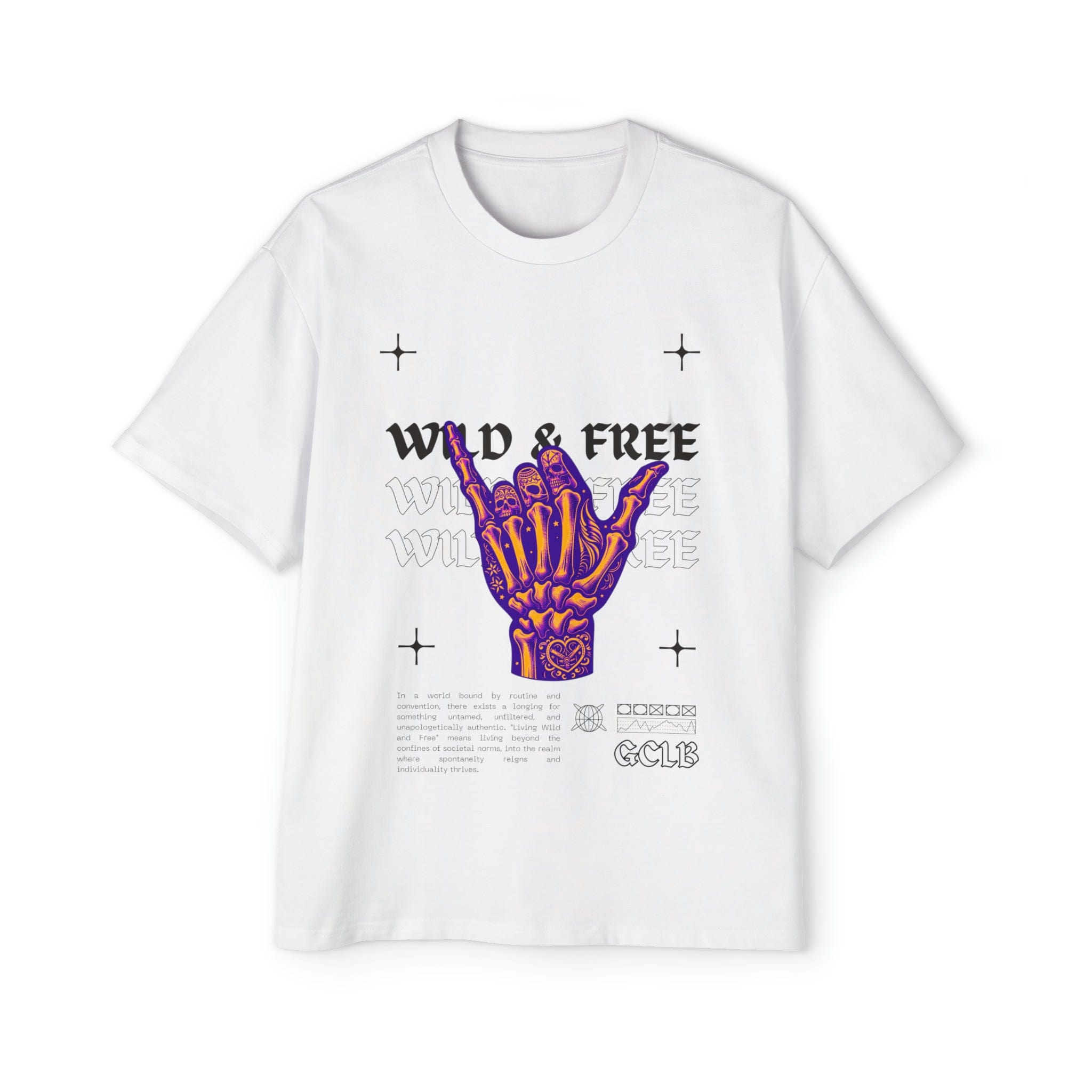 Printify T-Shirt White / S Wild & Free Shaka - Heavy Oversized Tee
