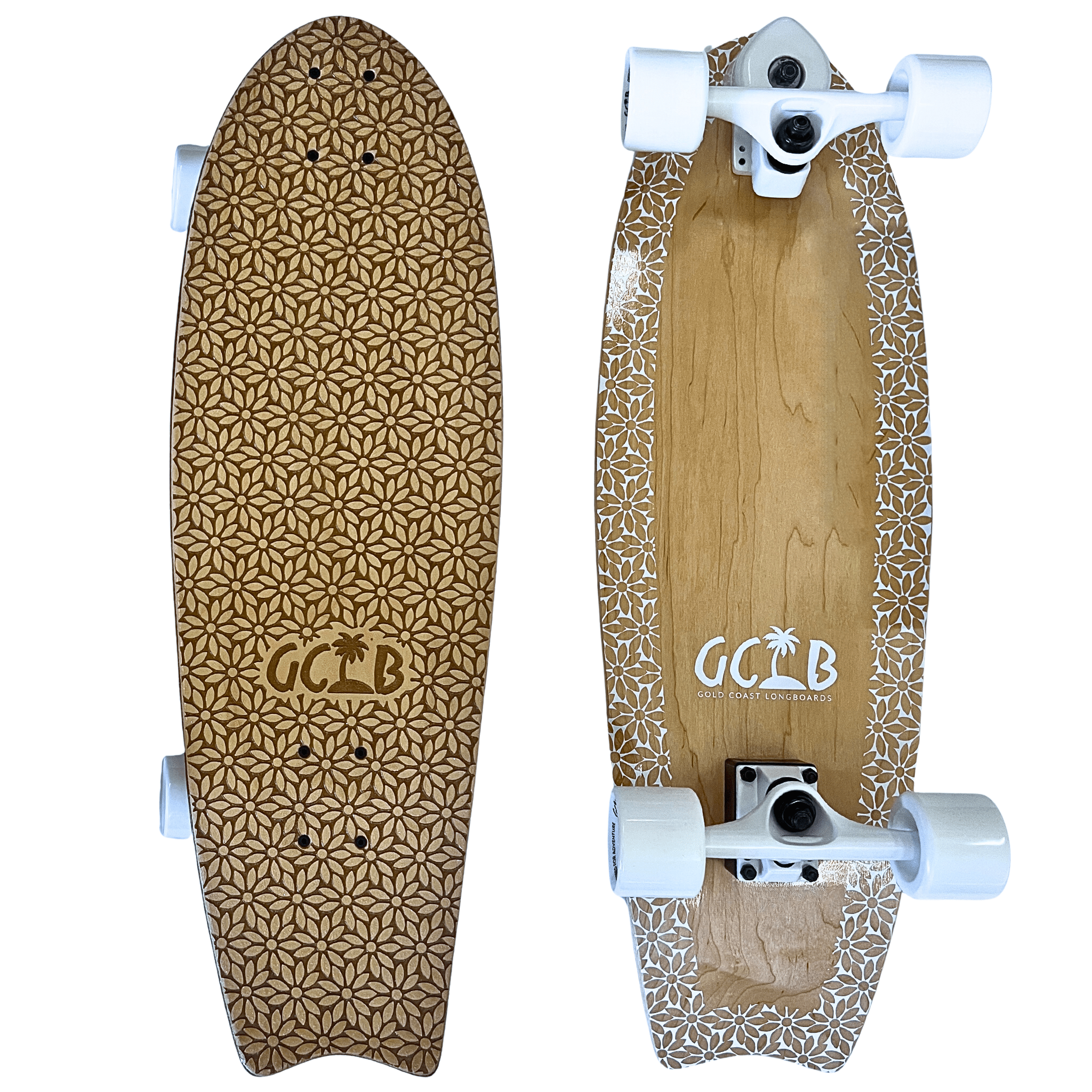 Gold Coast Longboards Surf Skateboard Thruster Surf Trucks Surf Skate Skateboard 30" - Daisy Bloom