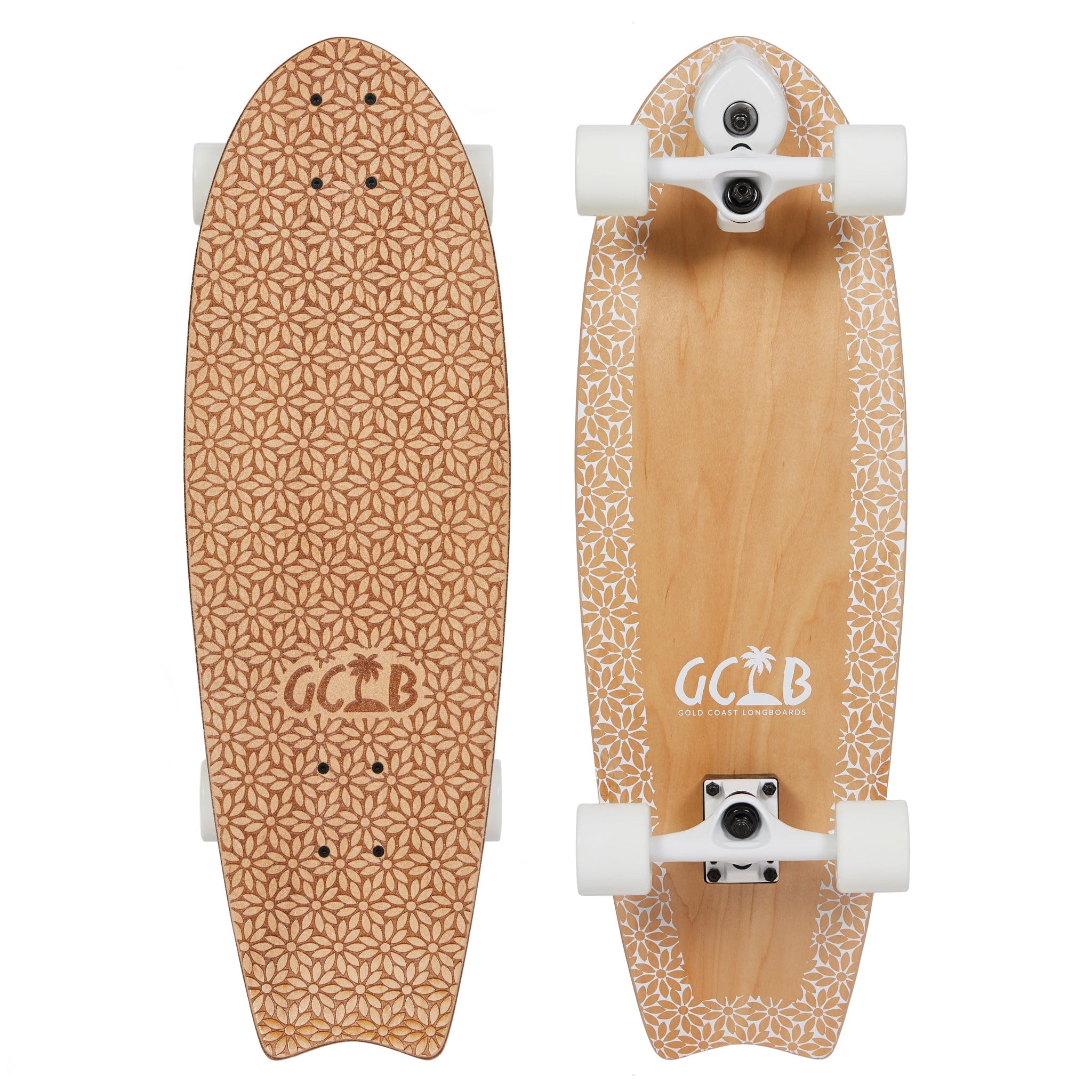 Gold Coast Longboards Surf Skateboard Thruster Surf Trucks Surf Skate Skateboard 30" - Daisy Bloom