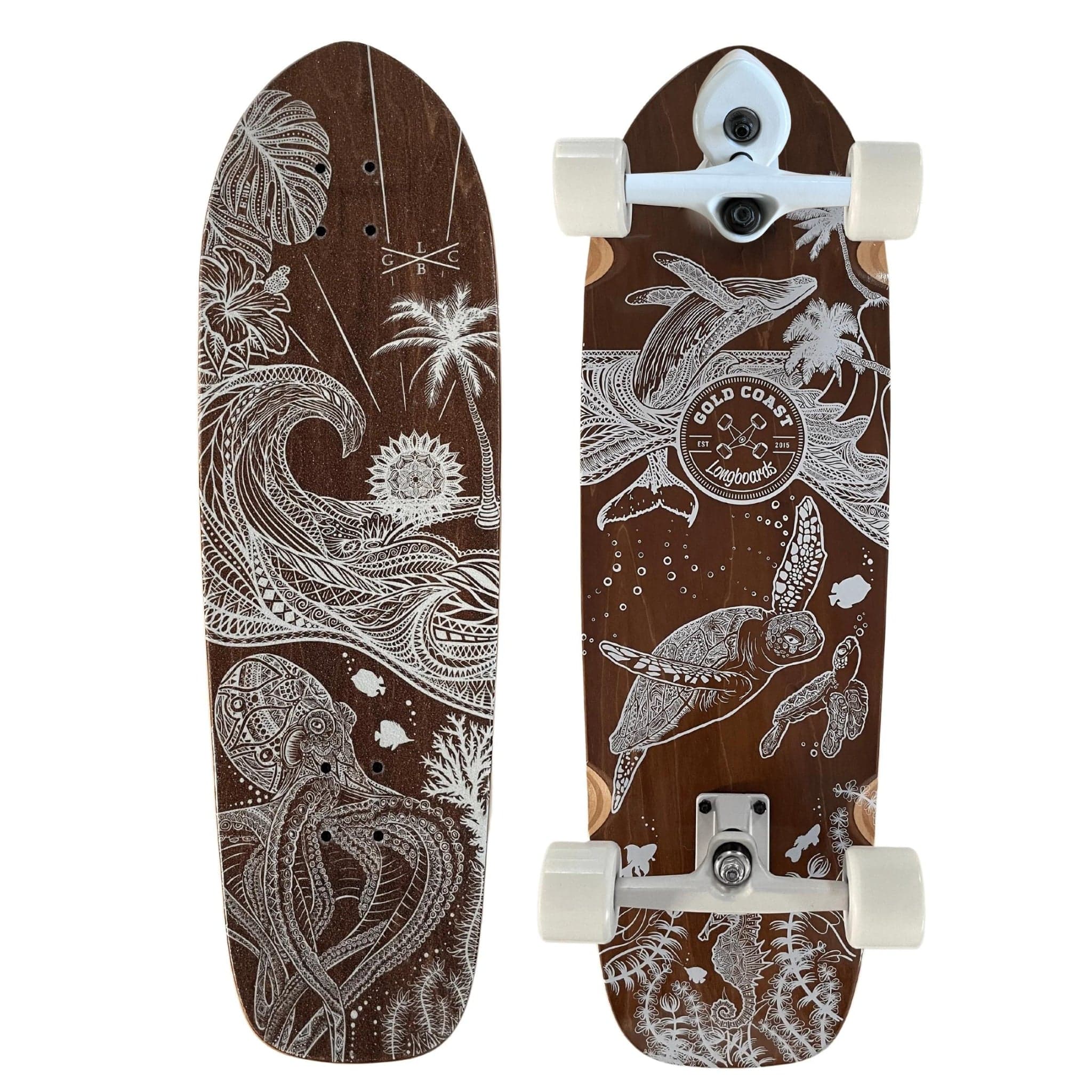 Gold Coast Longboards Surf Skateboard Thruster Surf Trucks Surf Skate Skateboard 32" - Wanderlust Edition