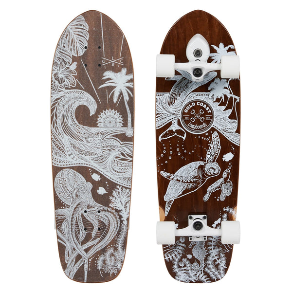 Mandala Art Wanderlust Surf Skate | Gravity or Thruster – Gold