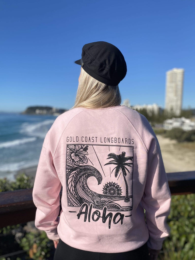 Gold Coast Longboards Shirts Aloha Crew Neck Jumper - Pink