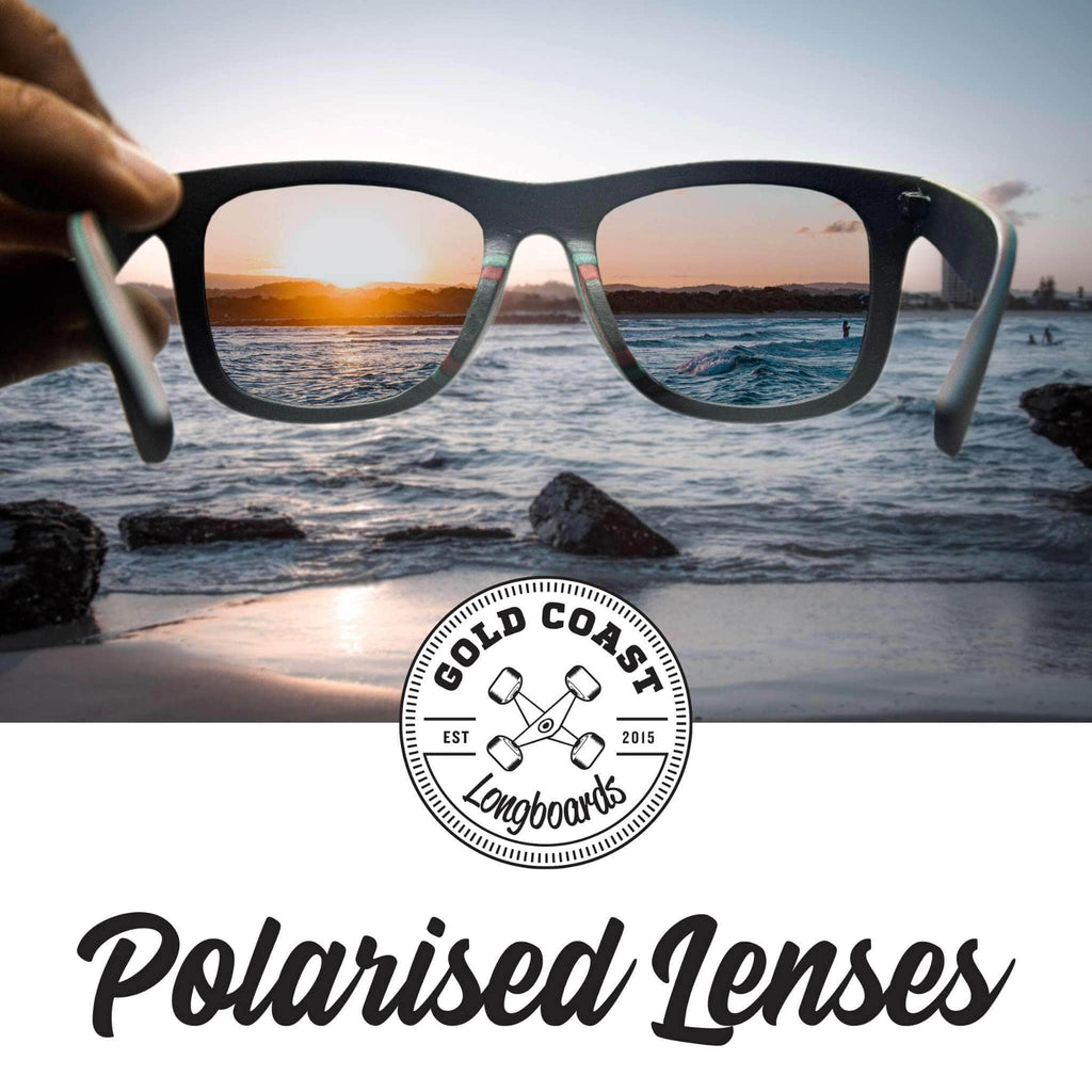 Gold Coast Longboards Sunglasses Elston - Black & White Grain - Recycled Skateboard Sunglasses