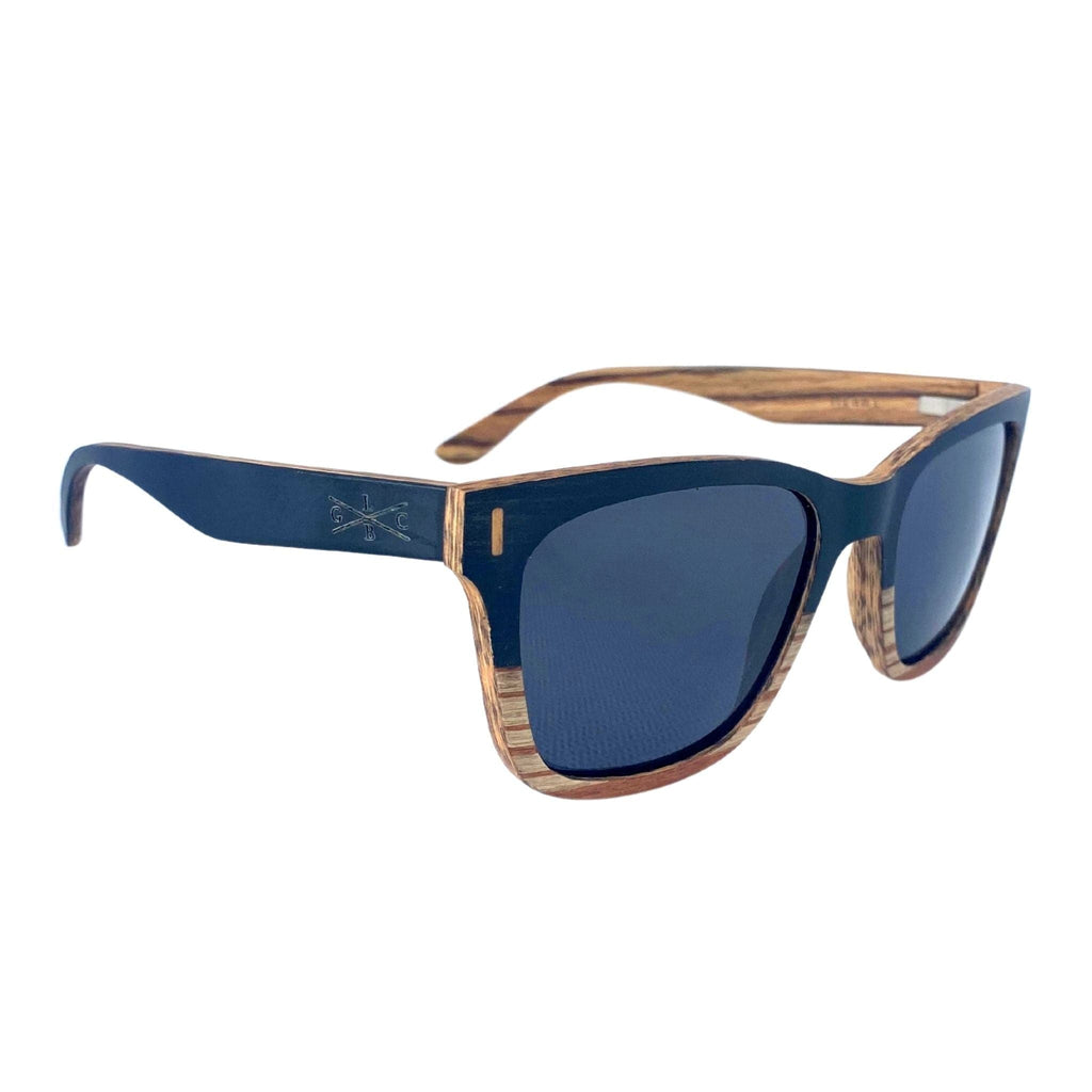Gold Coast Longboards Sunglasses Miami - Two Tone Matt Black & Zebra- Recycled Skateboard Sunglasses