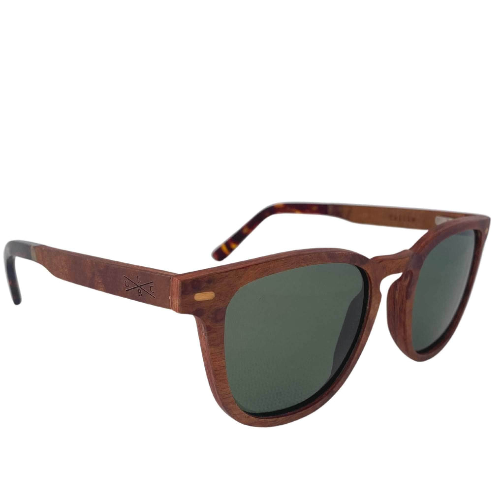 Gold Coast Longboards Sunglasses Tallie - Red Cork - Olive Lense - Recycled Skateboard Sunglasses